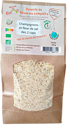 Polenta de féverole complète, champignons et fleur de sel des 2 caps