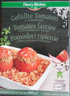 Tomates farcies et riz cuisiné à la tomate