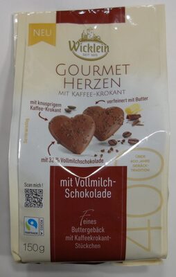 Gourmet Herzen mit Kaffee-Krokant mit Vollmilch-Schokolade