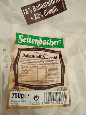 Seitenbacher Müsli 362, Ballaststoffe + Chia