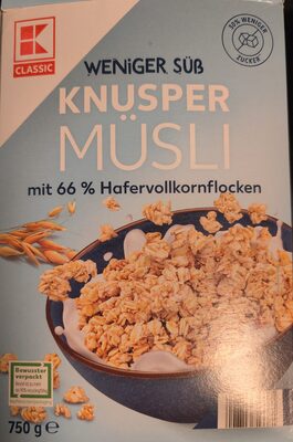 Knusper Müsli weniger süß mit 66% Hafervollkornflocken