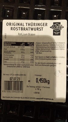 Original Thüringer Rostbratwurst