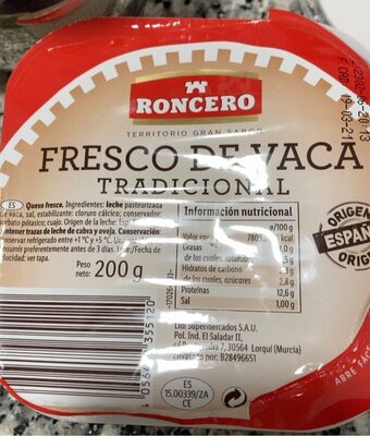Queso fresco de vaca tradicional