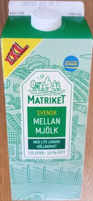Matriket Svensk mellanmjölk med lite längre hållbarhet XXL