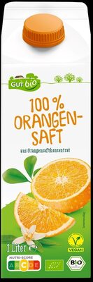 ALDI GUT BIO Bio-Orangensaft Aus 100 % Orangensaftkonzentrat kontrolliert ökologische Erzeugung Dauertiefpreis 1-Liter-Packung 1-Liter 2.69€