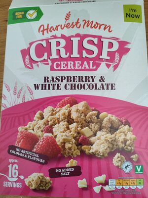 HIGH IN FIBRE CRISP CEREAL ASPBERRY & WHITE CHOCOL