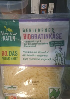 Gerieben Bio Gratinierkäse