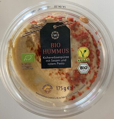 Bio Hummus - Kichererbsenpüree mit Sesam und rotem Pesto