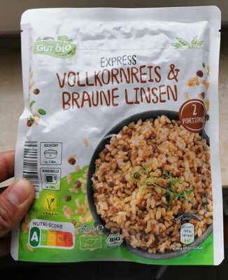 ALDI GUT BIO REIS Express Vollkornreis & Braune Linsen 250g 1.49€ 1kg 5.96€