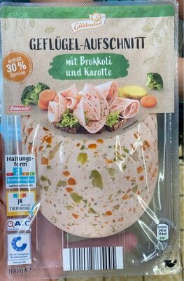 Geflügellyoner mit Brokkoli, Karotte, Rapsöl & Kartoffelgranulat