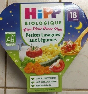 Mon Dîner Bonne Nuit Petites Lasagnes aux Légumes