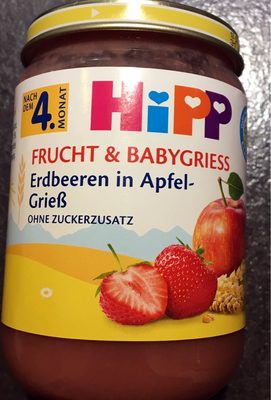Frucht & Babygrieß Erdbeeren in Apfel-Grieß   ( Nach dem 4. Monat )