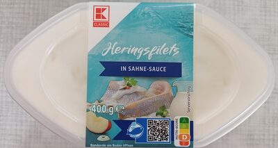 Sahne Heringsfilets mit Zwiebeln, Äpfeln und Gurken
