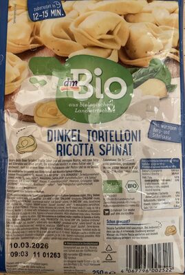 Dinkel Tortelloni Ricotta Spinat