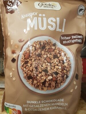 Knusper Müsli – Dunkle Schokolade mit gezalzen Mandeln & gezalzenen Karamell