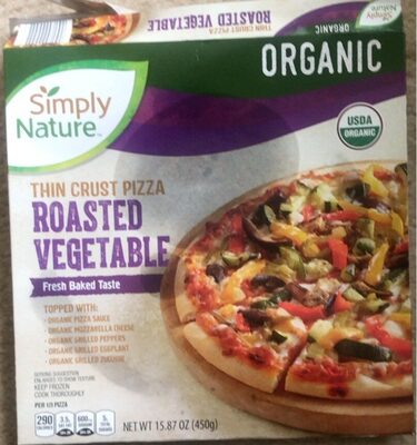 Thin crust pizza roasted vegetable