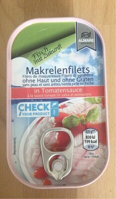 Makrelenfilets in Tomatensauce ohne Haut und Gräten