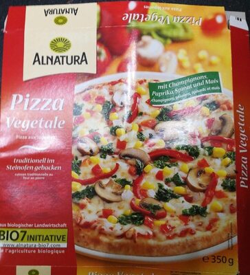 Pizza vegetale mit Champignons, Paprika, spinat und Mais