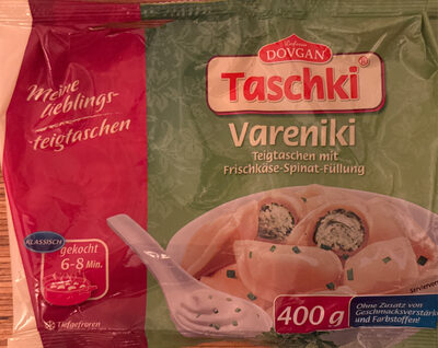 Teigtaschenmit 50%  Frischkäse-Spinat-Füllung, tiefgefroren
