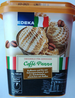 Kaffeeeis und Eis mit Sahnegeschmack mit 3% Schokoladenstückchen mit Kaffee.
