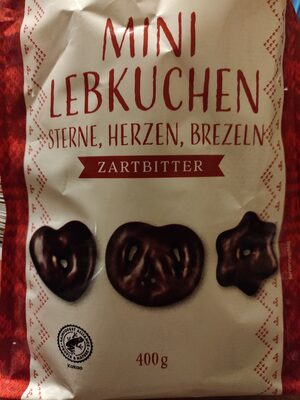 Mini-Lebkuchen Sterne Herzen Brezeln - Zartbitter