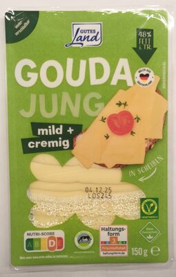 Gouda jung in Scheiben, 48% F.i.Tr., GUTES LAND