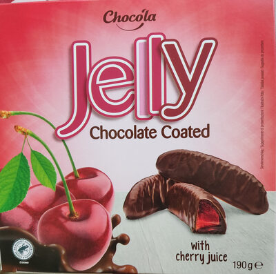 Chocolate coated jelly with cherry juice