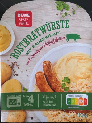 Rostbratwürste mit Sauerkraut und cremigem Kartoffelpüree