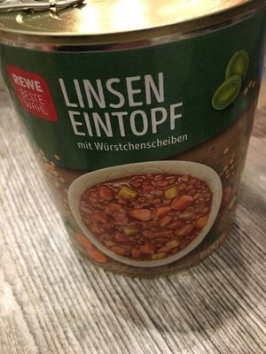 Linseneintopf mit Würstchenscheiben