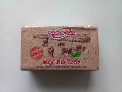 Масло сладко-сливочное несоленое "Крестьянское" 72,5%