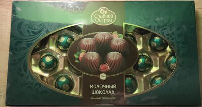 шоколадные конфеты из молочного шоколада с цельным лесным орехом