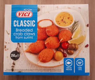 Breaded crab claws from surimi