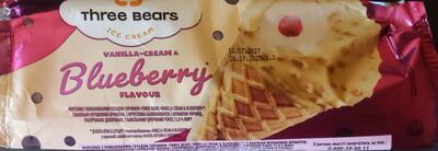 Морозиво "Vanilla-Cream & Blueberry flavour", з ванільно-вершковим ароматом і фруктовим наповнювачем з ароматом чорниці, у вафельному цукровому ріжку, з комбінованим складом сировини