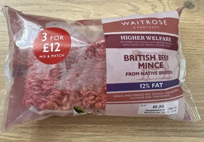 British Beef Mince Higher Welfare 12% Fat