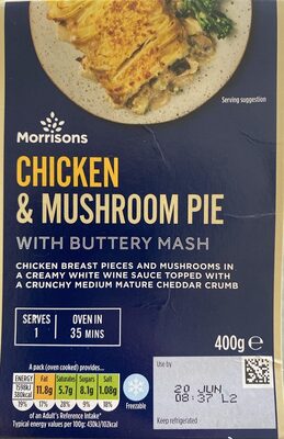 Chicken and Mushroom pie with buttery mashed potatoes