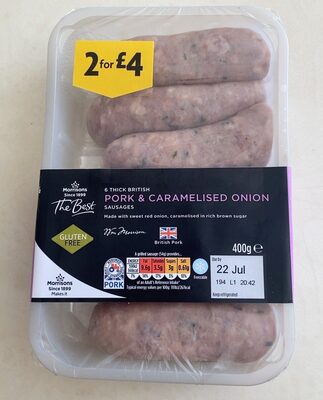 Pork & caramelised onion sausages