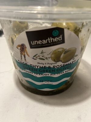 sage, thyme and rosemary queen green olives