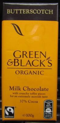 Black's Organic Butterscotch Milk Chocolate Bar