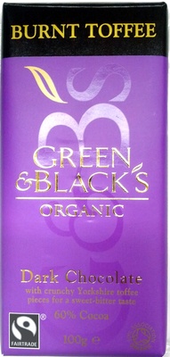 Green & black's organic chocolate bar dark with toffee