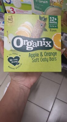 Organix 12 Month Apple and Orange Fruit and Cereal Bar 6X30G