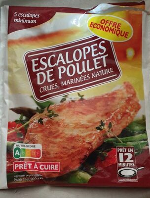 Escalopes de poulet crues, marinées nature
