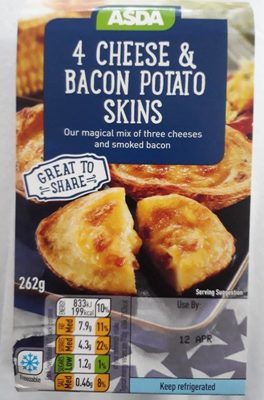 4 cheese & bacon potato skins