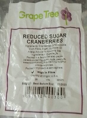 Reduced sugar cranberries
