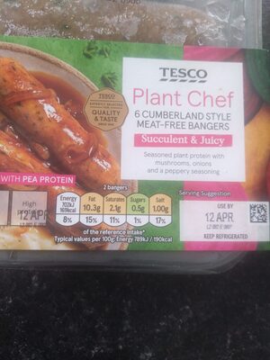 Plant Chef Cumberland Style Meat Free Bangers