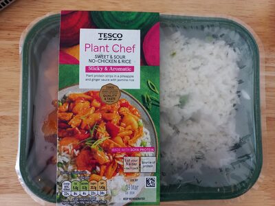 Plant chef sweet and sour no-chicken and rice