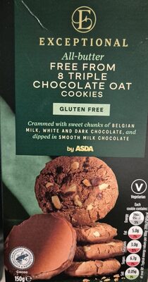 Gluten free oat cookies made with chunks of Belgia