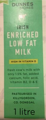 Irish enriched low fat milk