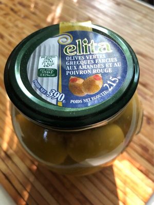 Olives Vertes Grecques farcies aux Amandes et au Poivron Rouge