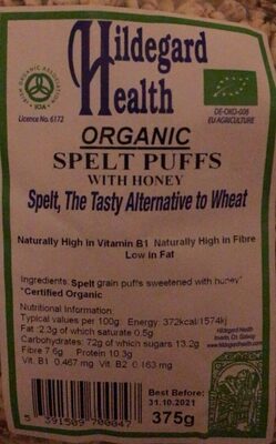 Organic spelt puffs