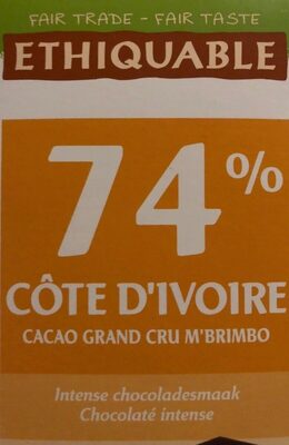 Chocolat noir 74% Grand cru M'brimbo